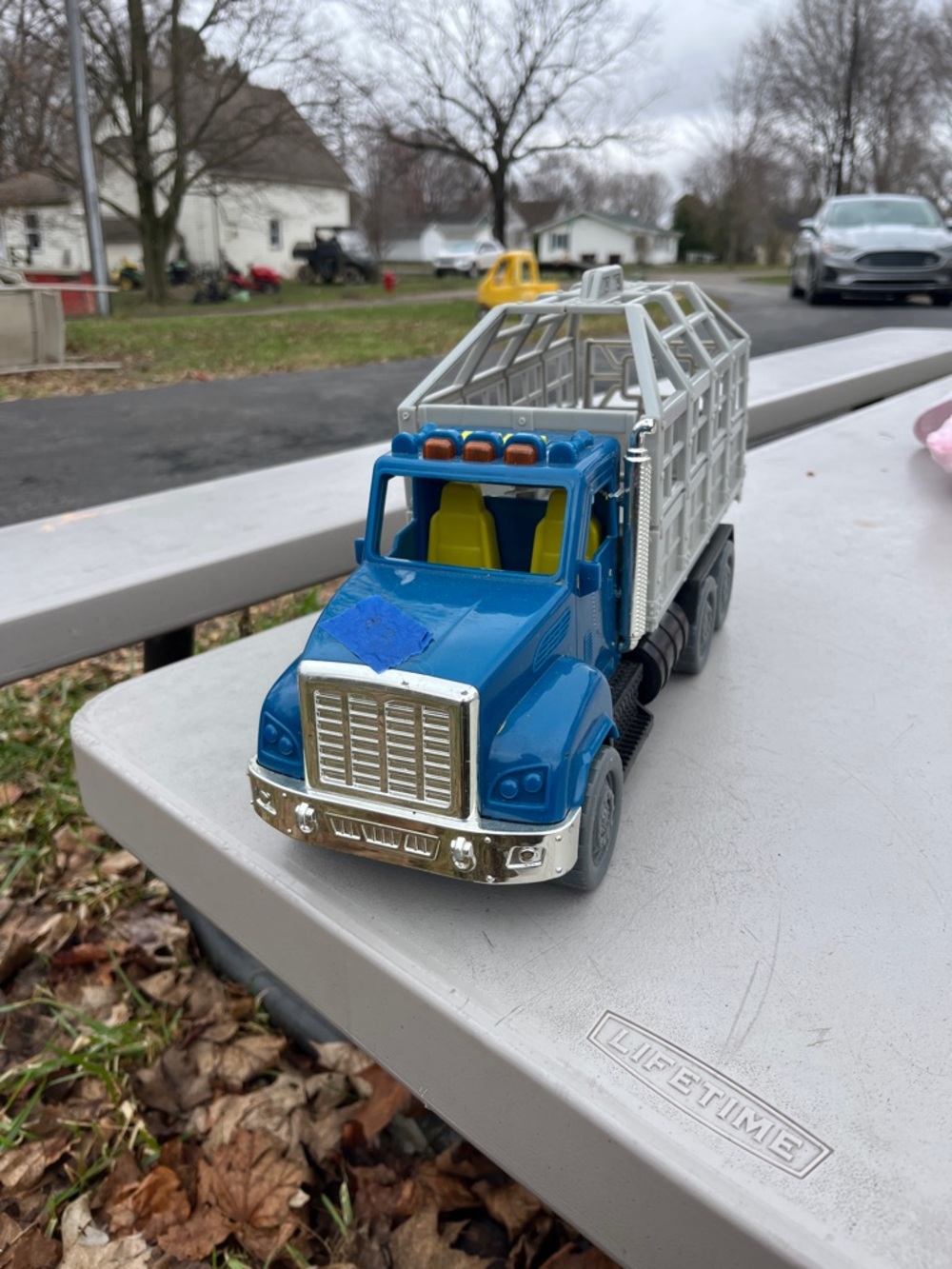 Blue Kids Toy Livestock Truck with Silver Cage